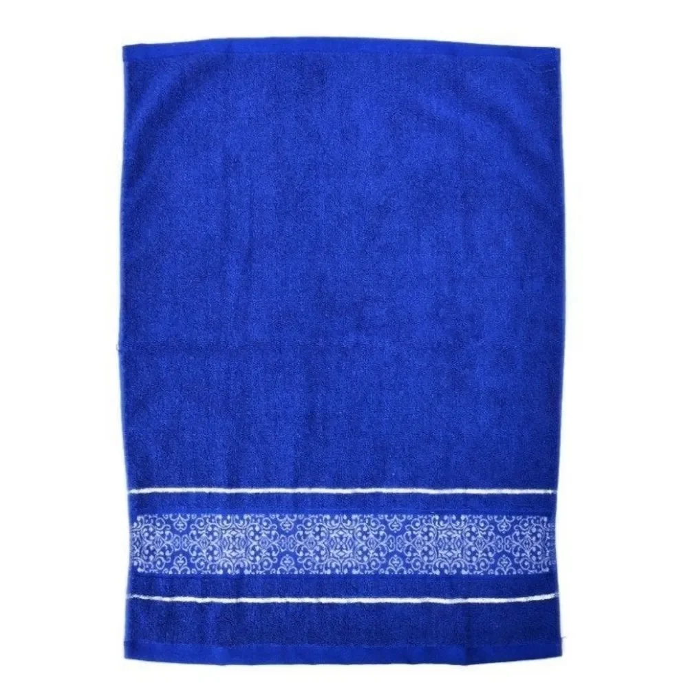 Towel Set Set of 2 Rayon and Cotton Blue